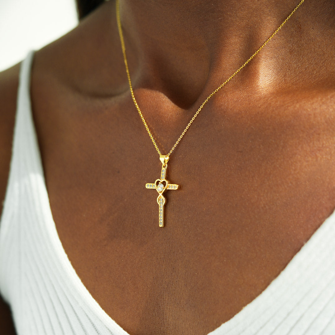 Friends Are God's Way Of Taking Care Of Us Heart Cross Necklace