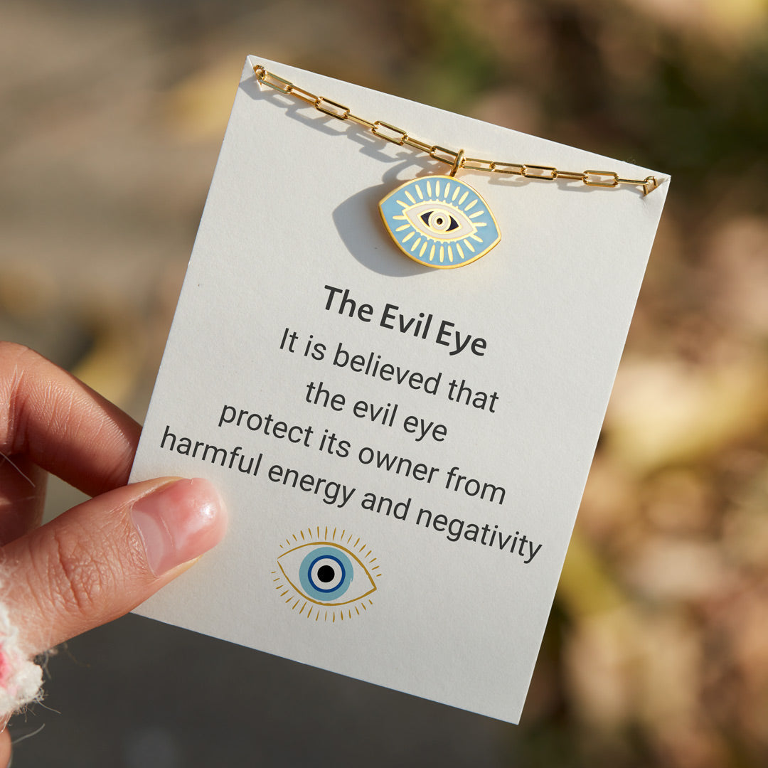 Golden Enamel Evil Eye Layered Necklace Set