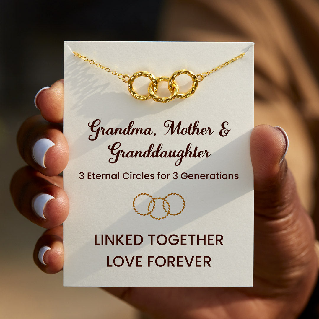 Three Generations Interlocking Triple Circle Necklace