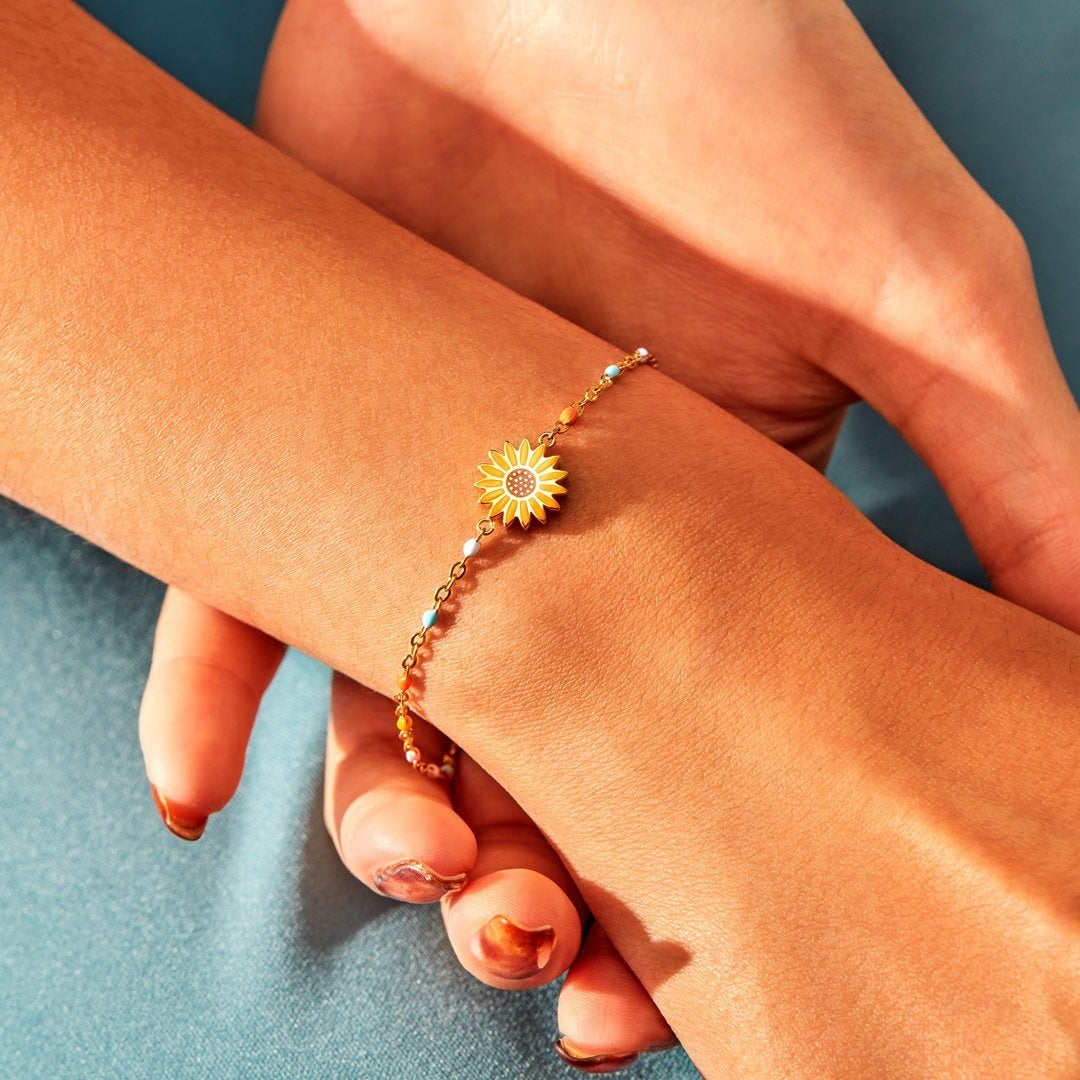 My Sunshine After The Rain Sunflower Bracelet