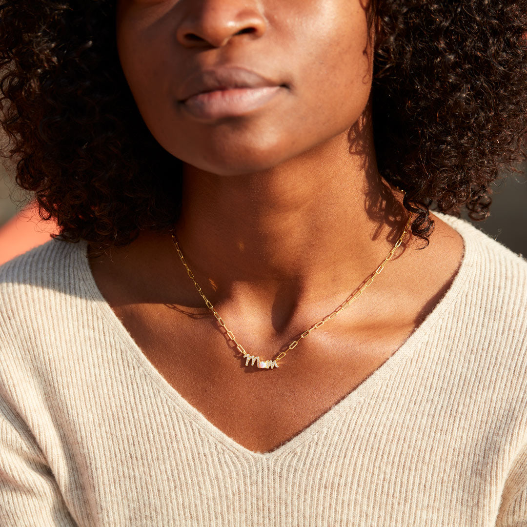 #1 MOM Pavé Mom Opal Necklace