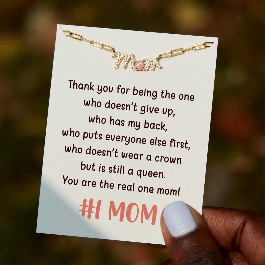 #1 MOM Pavé Mom Opal Necklace