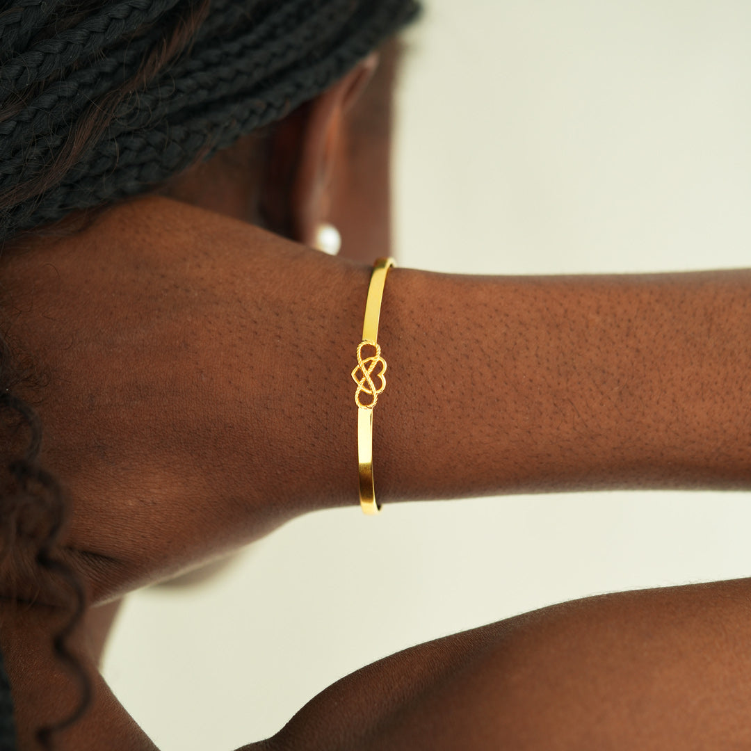 Love You Until Infinity Runs Out Heart Infinity Cuff Bracelet