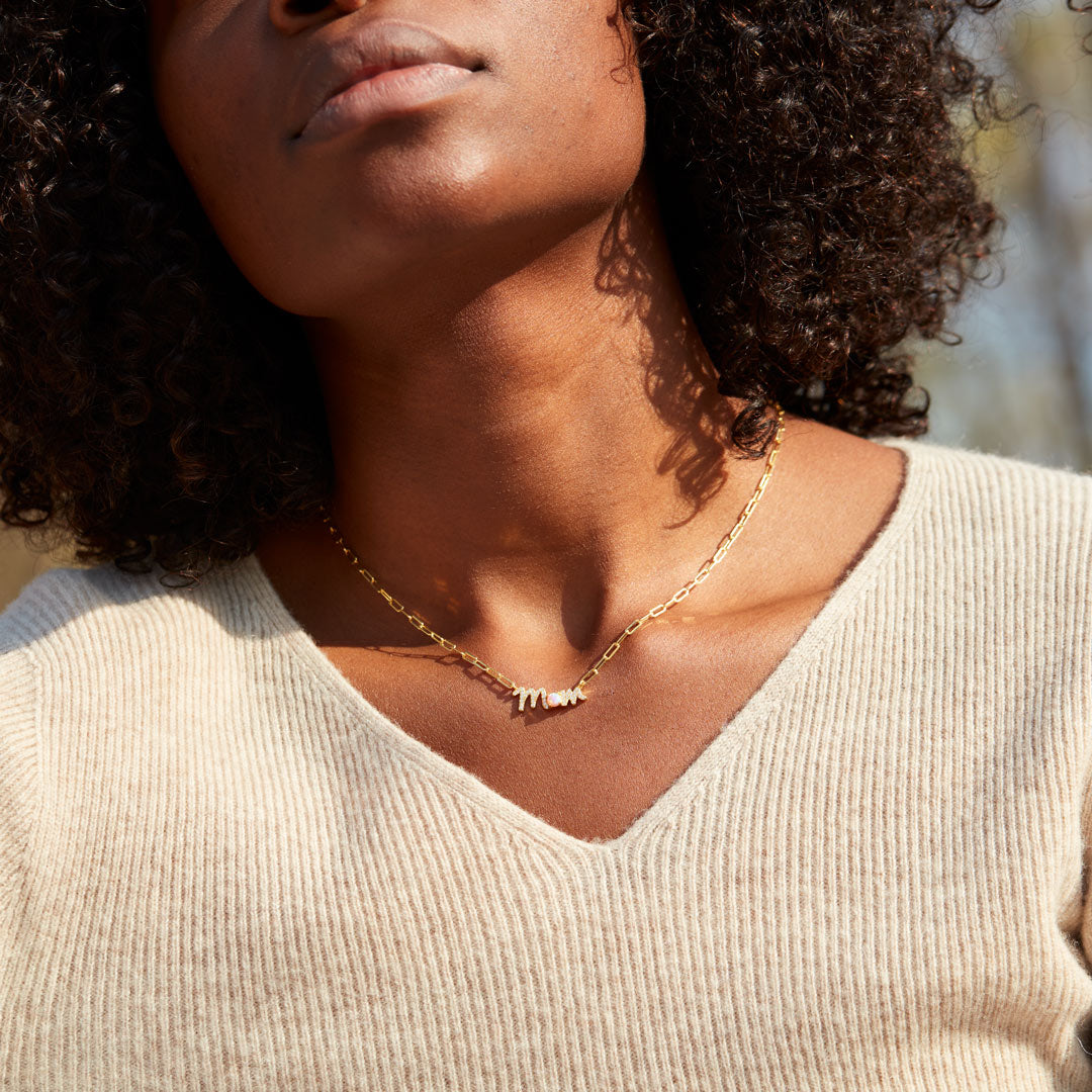 #1 MOM Pavé Mom Opal Necklace