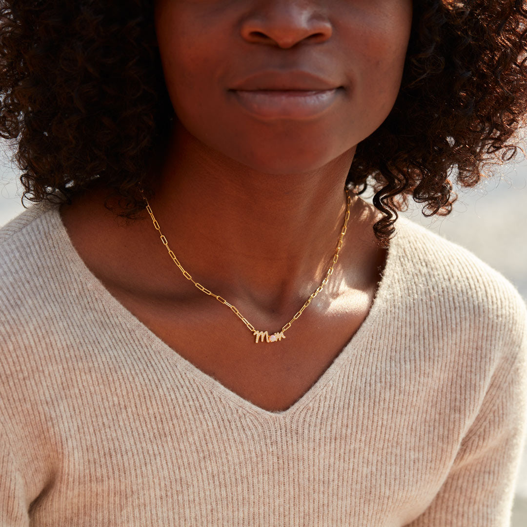 #1 MOM Pavé Mom Opal Necklace