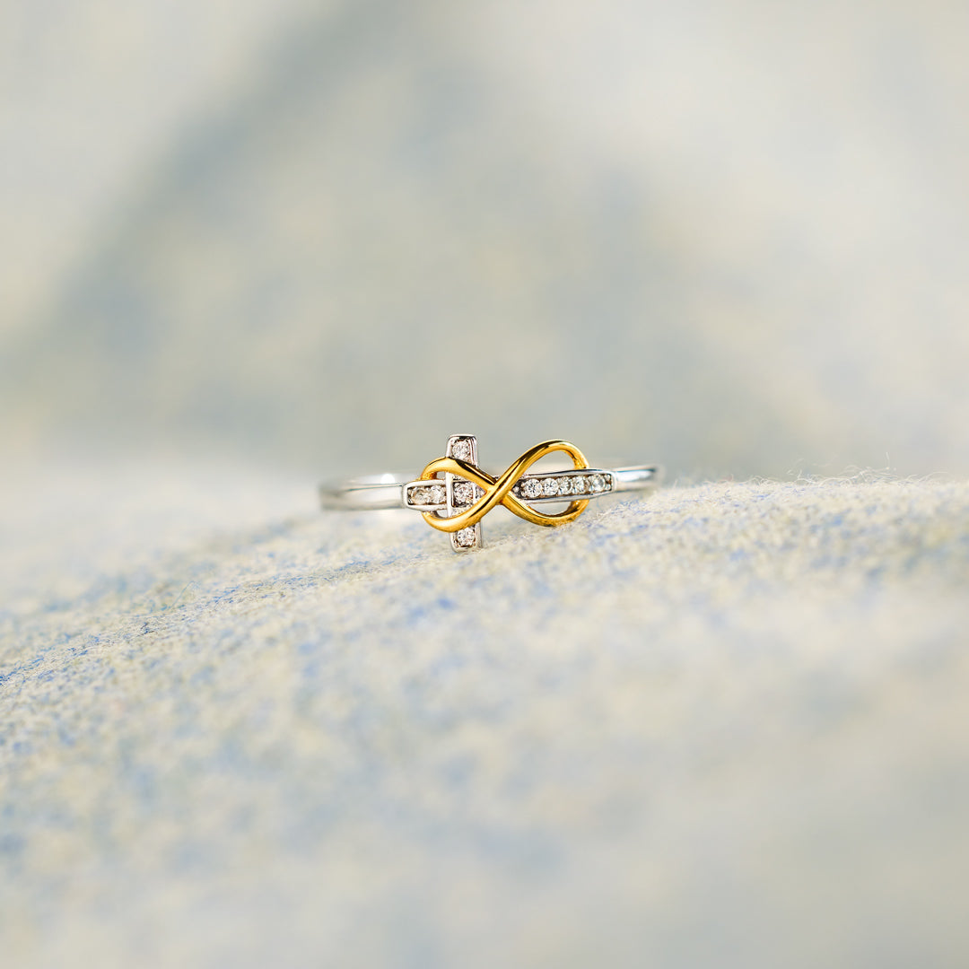 Hug You With My Prayers Infinity Cross Ring