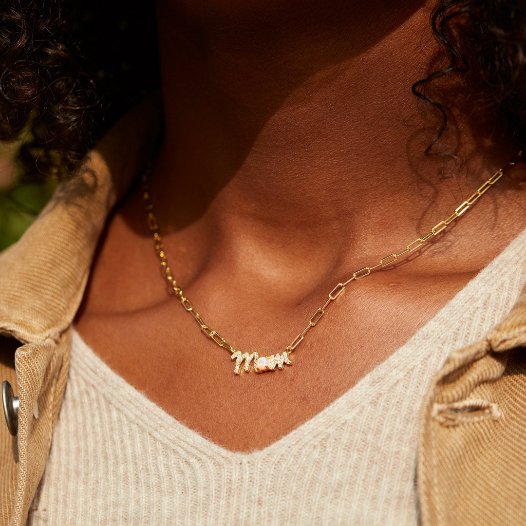 #1 MOM Pavé Mom Opal Necklace