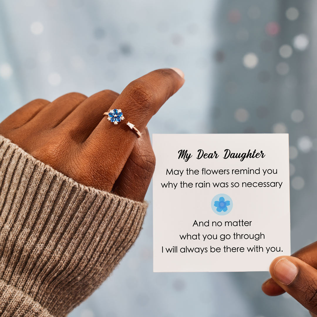 I Will Always Be There Gem Flower Ring