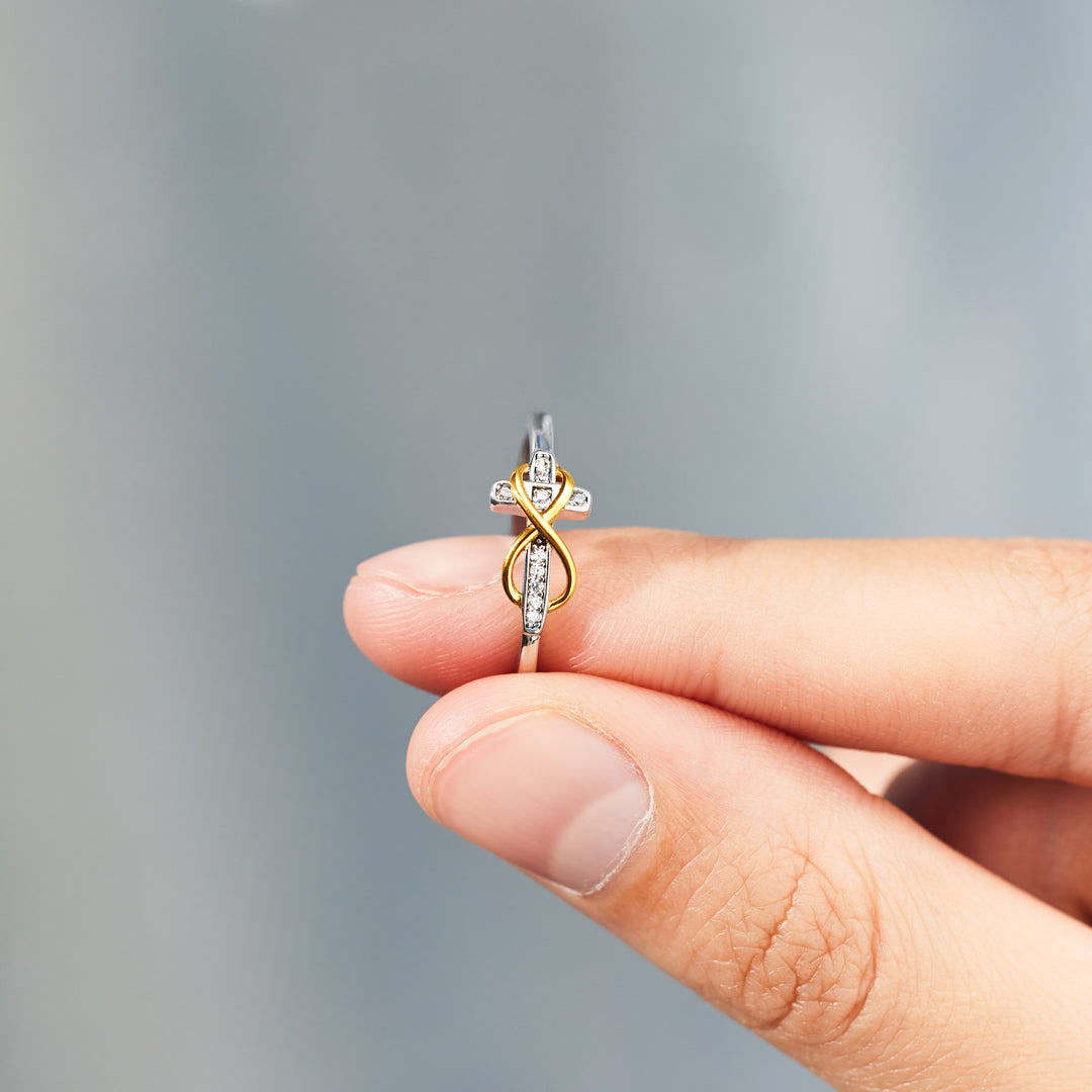 Hug You With My Prayers Infinity Cross Ring