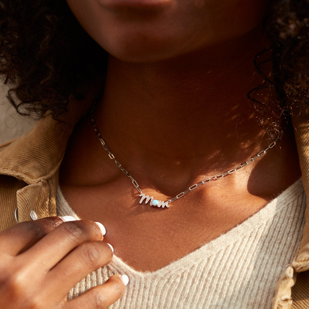 #1 MOM Pavé Mom Opal Necklace