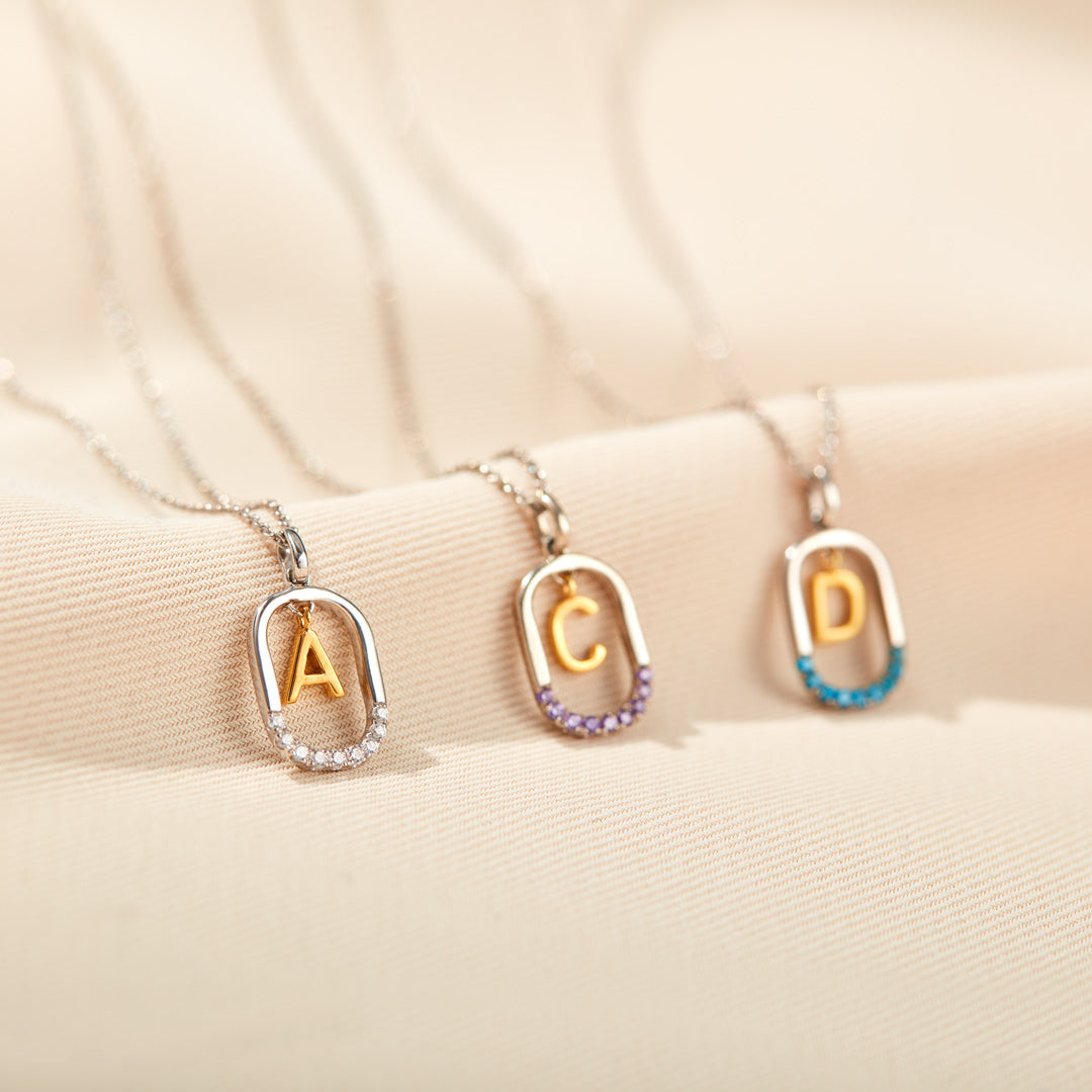 Personalized Birthstone Initial Necklace