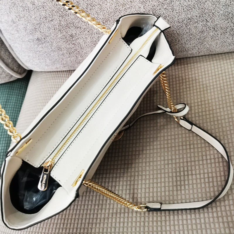 Cross pattern PU leather chain hand shoulder bag with chain