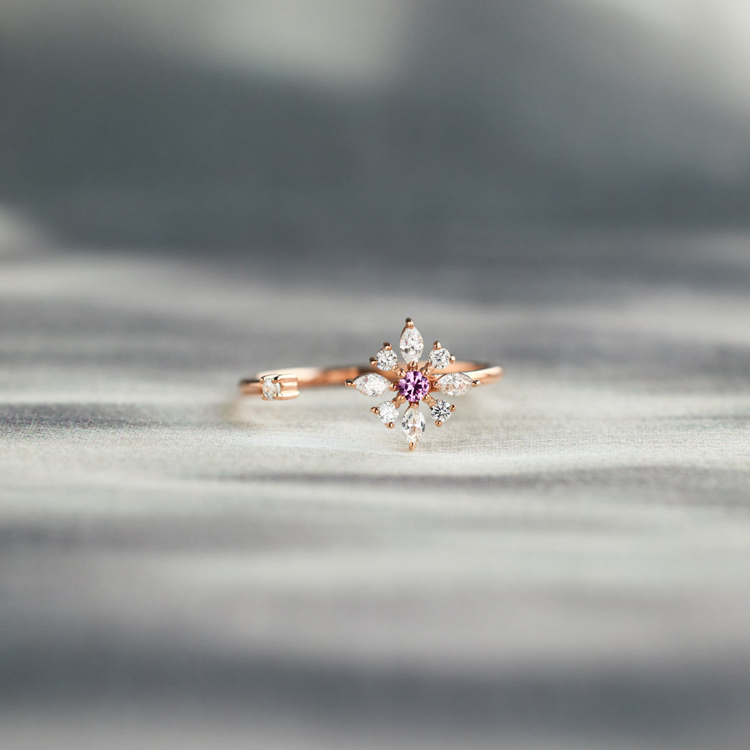 I Will Always Be There Gem Flower Ring