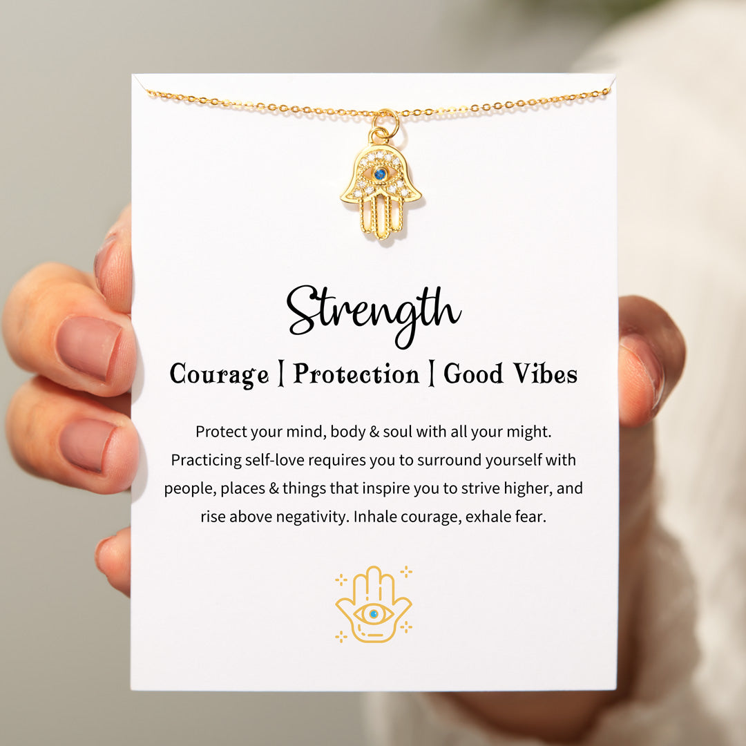 Hamsa Evil Eye Gold Necklace