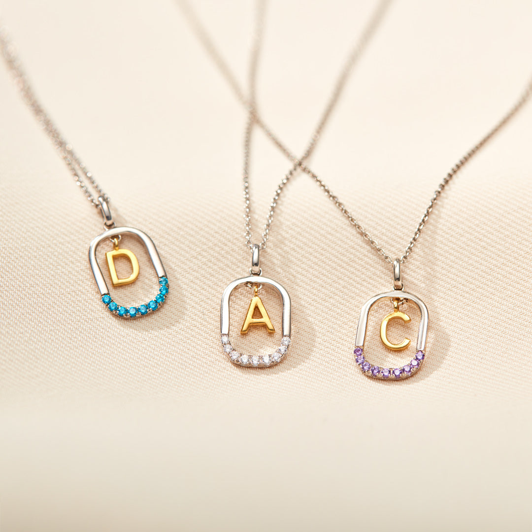 Personalized Birthstone Initial Necklace