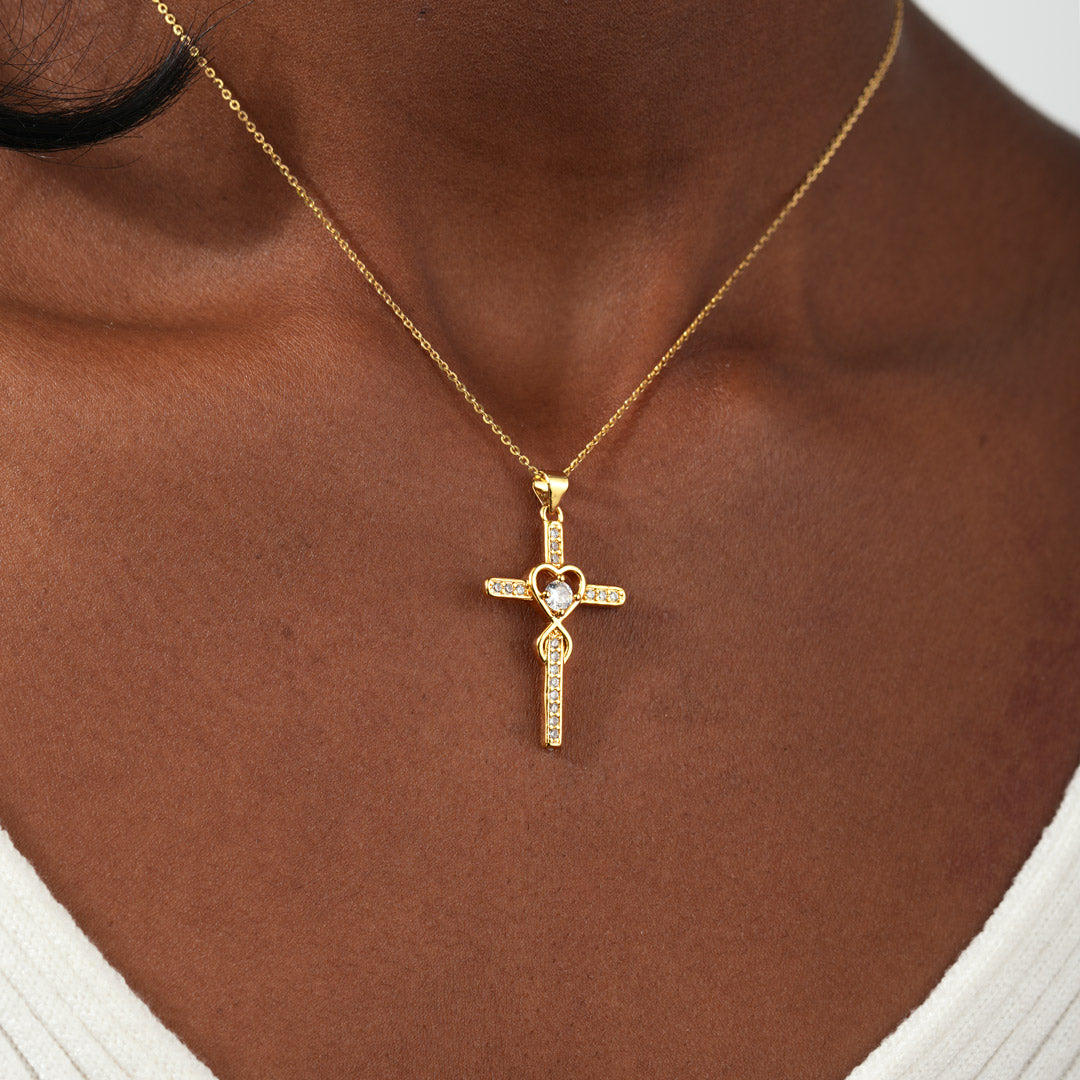 Friends Are God's Way Of Taking Care Of Us Heart Cross Necklace