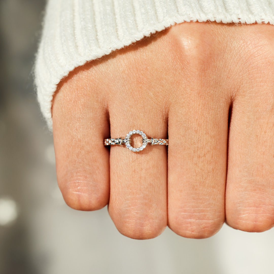 I Will Be With You Pavé Open Circle Ring