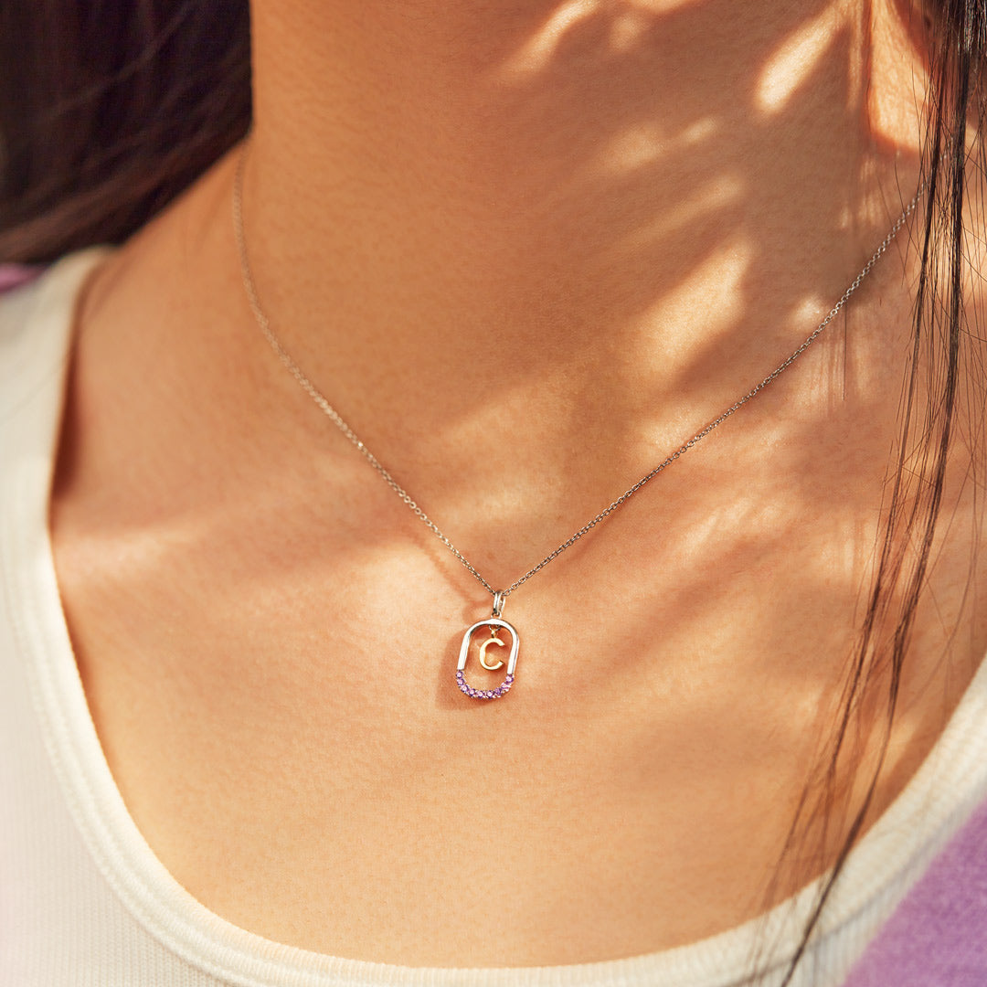 Personalized Birthstone Initial Necklace