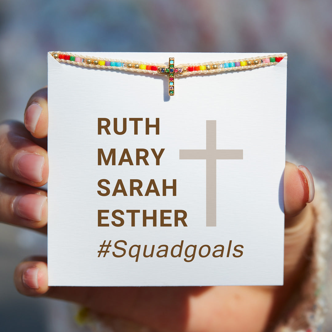 Squad Goals Hand-Braided Pavé Cross Bracelet