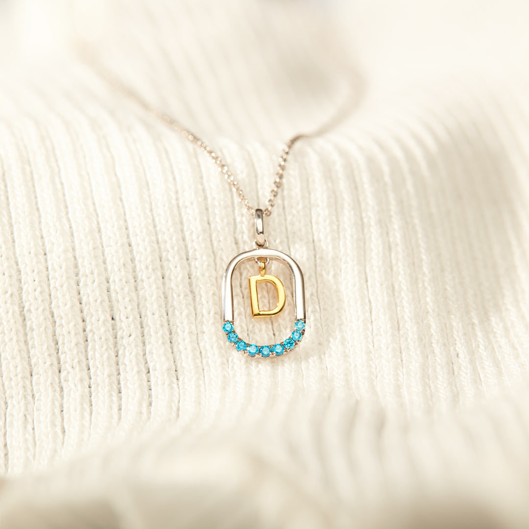 Personalized Birthstone Initial Necklace