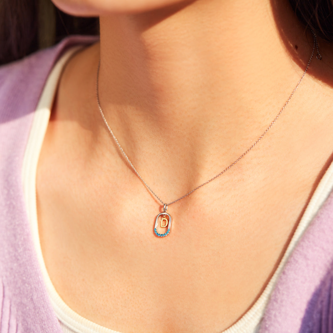 Personalized Birthstone Initial Necklace