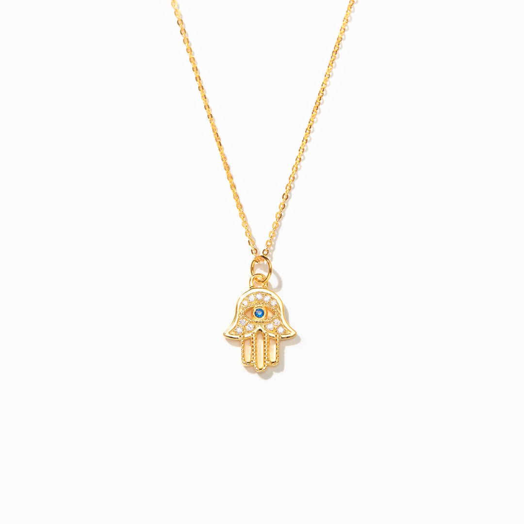 Hamsa Evil Eye Gold Necklace