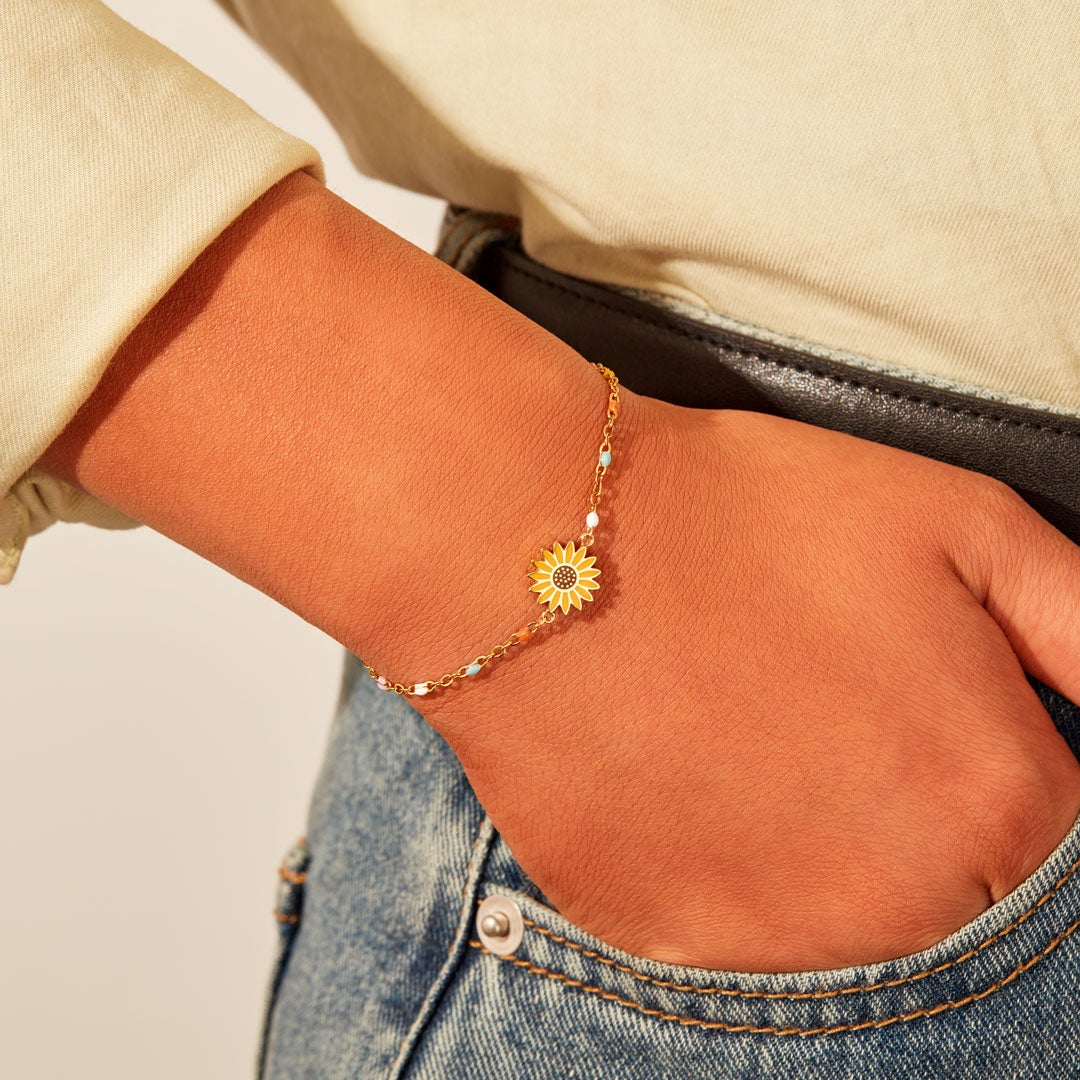 My Sunshine After The Rain Sunflower Bracelet