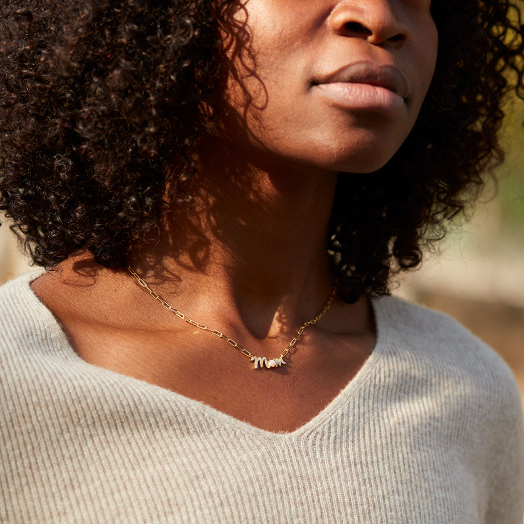 #1 MOM Pavé Mom Opal Necklace